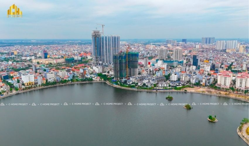 Từ Chung cư Lakeside Garden có thể ngắm nhìn toàn bộ khu dô thị mới Phương Lưu